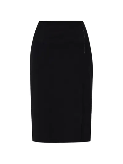 Jil Sander Midi Raw-hem Skirt In Black