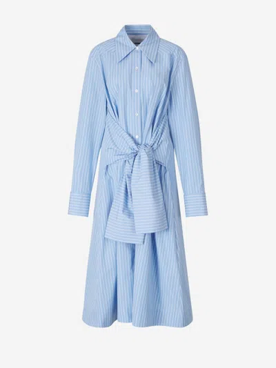 Jil Sander Midi Shirt Dress In Striped Motif