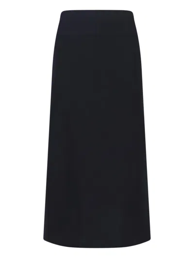 Jil Sander High Waist Skirt Back Slit Midi In Black