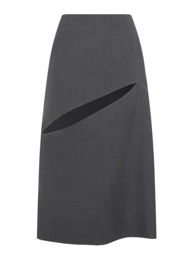 Jil Sander Twill Pencil Skirt In Gray