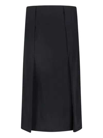 Jil Sander Midi Skirt In Smooth Black Viscose With Pleated Details