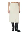 Jil Sander High Waisted Wool Skirt Featuring Slits In White