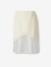 Jil Sander Asymmetric Lace Midi Skirt In White