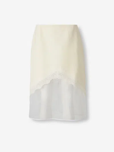 Jil Sander Asymmetric Lace Midi Skirt In Neutral