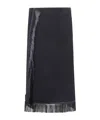 Jil Sander Asymmetric Fringe Midi Skirt In Blue