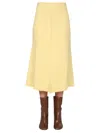 Jil Sander Flared Wool Skirt With Discreet Zipper Closure In Yellow