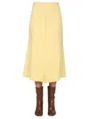 Jil Sander Flared Wool Skirt With Discreet Zipper Closure In Yellow