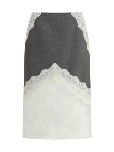 Jil Sander Midi Wool And Lace Skirt