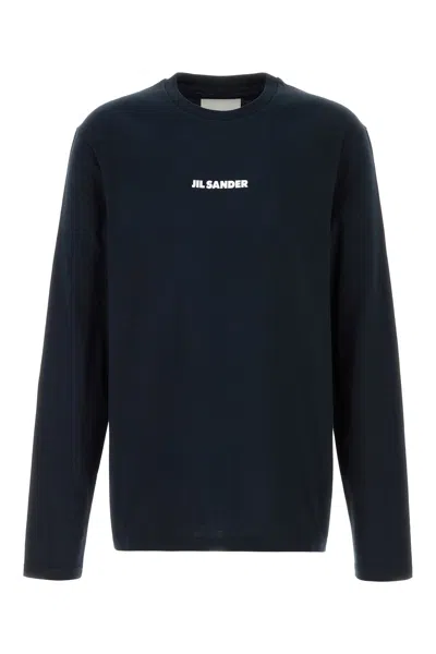 Jil Sander Logo Print Cotton T-shirt In Black