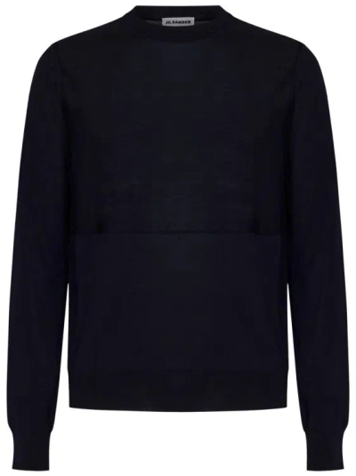 Jil Sander Midnight Blue Crew-neck Sweater In Black