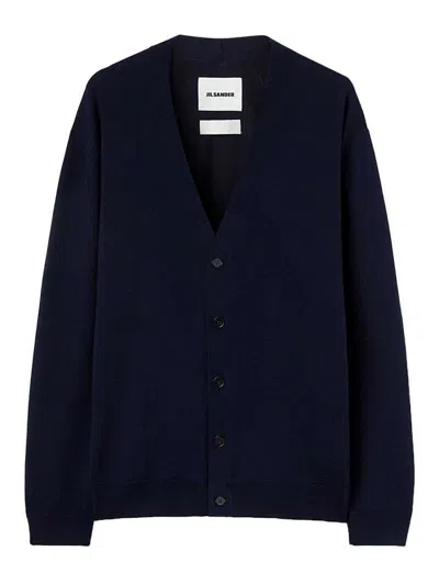 JIL SANDER MIDNIGHT BLUE LONG-SLEEVED CARDIGAN