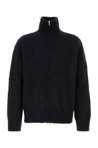 JIL SANDER MIDNIGHT BLUE MOHAIR BLEND CARDIGAN
