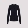 Jil Sander Silk Ribbed Crewneck Cardigan In Blue