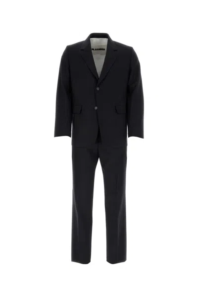 Jil Sander Midnight Blue Wool Suit In Black