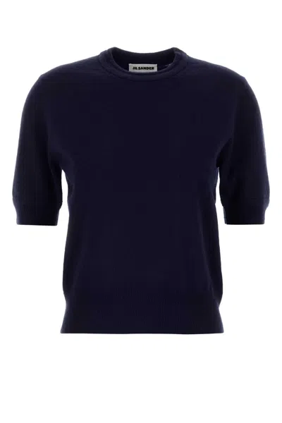 Jil Sander Midnight Blue Wool Sweater In Black