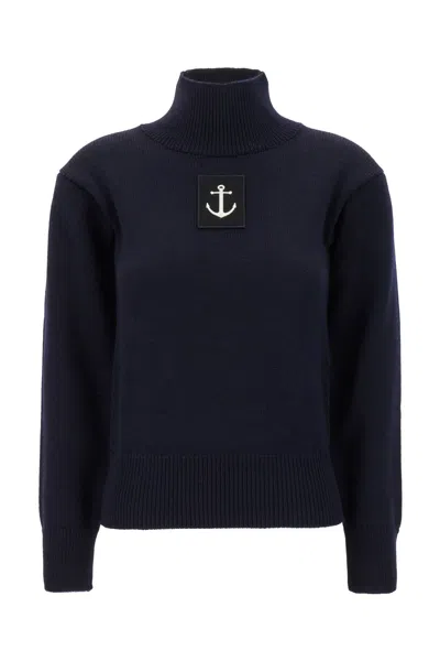 Jil Sander Sweater Wool Contrasting Patch In Blue