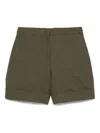 Jil Sander Military Green Linen Shorts In Green