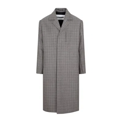 Jil Sander Military Speckle Virgin Wool Coat In Grey