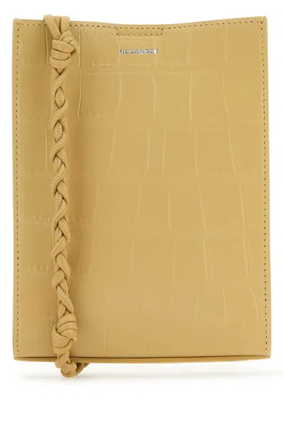 Jil Sander Mini Beige Leather Small Tangle Shoulder Handbag In Yellow