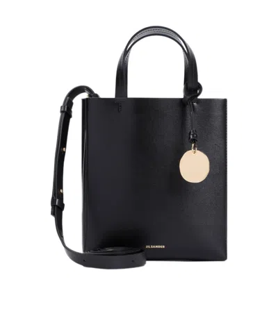 Jil Sander Mini Bond Leather Tote Bag In Black