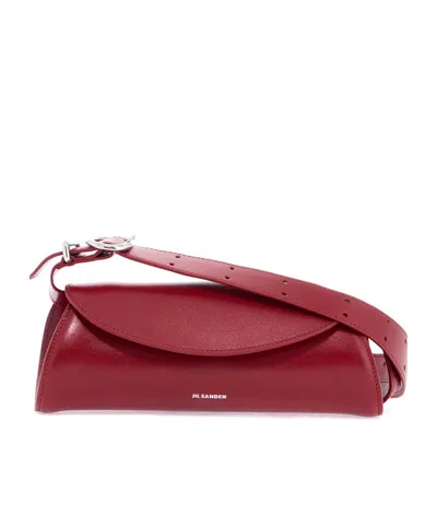 Jil Sander Cedar Red Mini Cannolo Leather Crossbody Bag