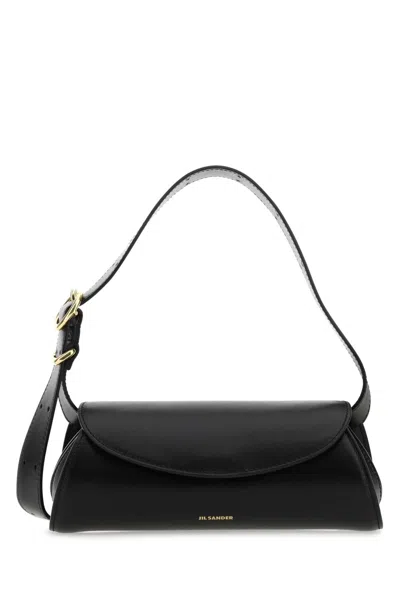 Jil Sander Mini Cannolo Leather Shoulder Handbag In Black