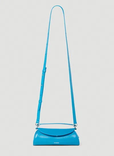 Jil Sander Mini Cannolo Shoulder Bag In Blue