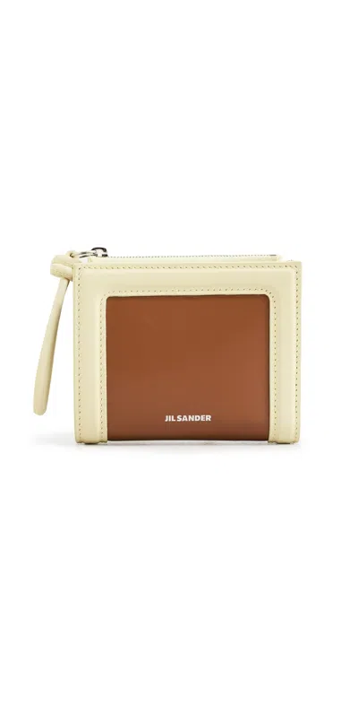 Jil Sander Mini French Giro Wallet Tan In Brown