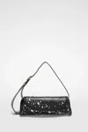 Jil Sander Small Cannolo Studded Shoulder Bag In Black