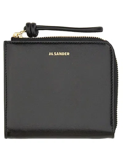 Jil Sander Mini Leather Cardholder - 10.3 Cm X 12.2 Cm X 1.4 Cm In Black