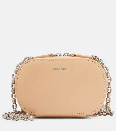 Jil Sander Mini Leather Crossbody Bag In Nude