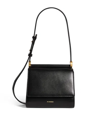 Jil Sander Mini Leather Ghost Shoulder Bag In Black