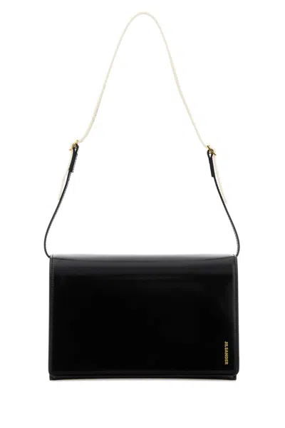Jil Sander Mini Leather Small File Shoulder Handbag 21cm In Black
