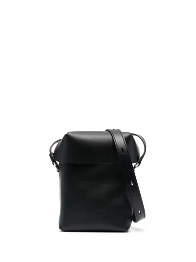 Jil Sander Leather Mini Messenger Bag In Black