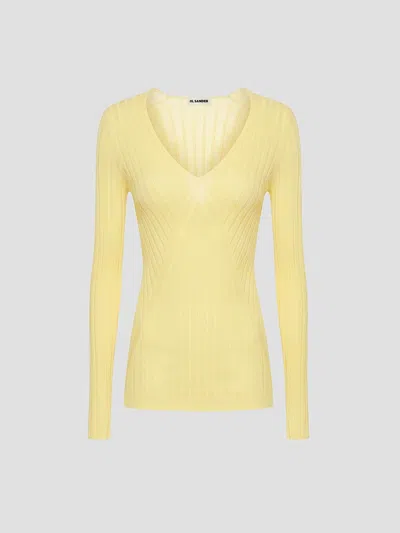 Jil Sander Mini Luxe Cashmere-silk Blend Sweater In Lime Wash