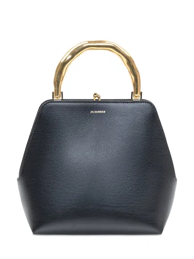 Jil Sander Mini Square Leather Handbag In Black