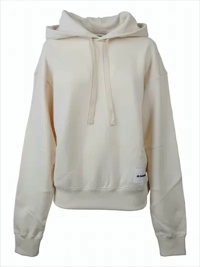 Jil Sander Minimalist Hoodie With Relaxed Fit And Drawstring In Neutral