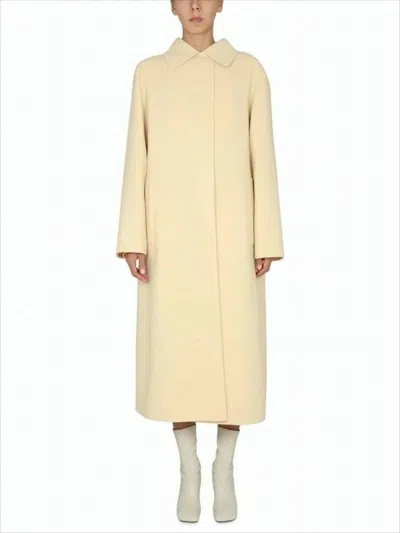 Jil Sander Minimalist Oversized Wool Coat With Concealed Closure In Neutral
