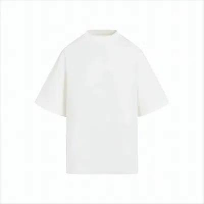 Jil Sander Minimalist White Cotton T-shirt With Embossed Logo
