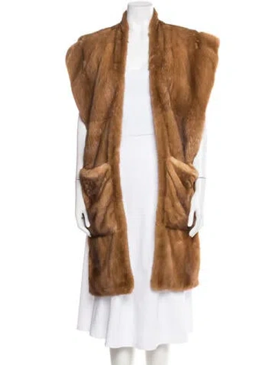 Pre-owned Jil Sander Mink Printed Stole In Brown