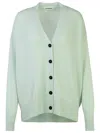 Jil Sander Cashmere-blended Cardigan With Asymmeric Hem In Green