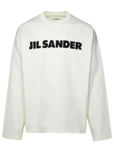 Jil Sander M/l Logo T-shirt In White