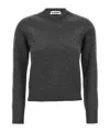 Jil Sander Crew Neck Wool Sweater With Ribbed Cuffs In Black