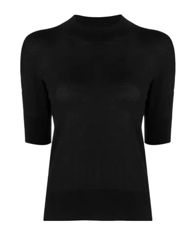 Jil Sander Mock-neck Knitted Top In Black
