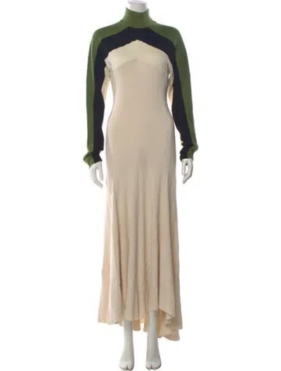 Pre-owned Jil Sander Mock Neck Long Dress In Neutral