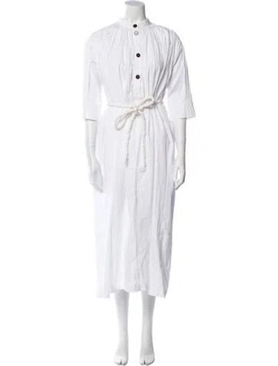 Pre-owned Jil Sander Mock Neck Long Dress In White