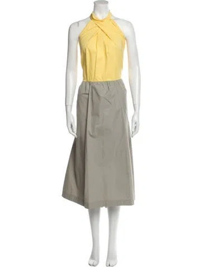 Pre-owned Jil Sander Mock Neck Long Dress In Yellow