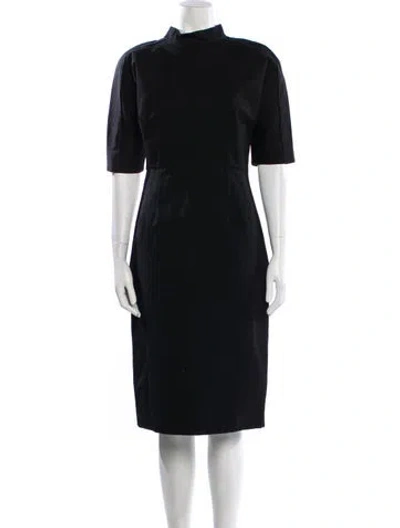 Pre-owned Jil Sander Mock Neck Midi Length Dress In Black