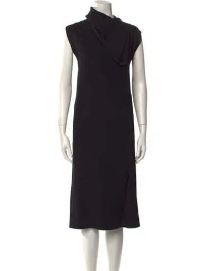 Pre-owned Jil Sander Mock Neck Midi Length Dress In Black