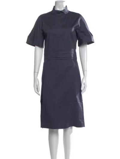 Pre-owned Jil Sander Mock Neck Midi Length Dress In Blue